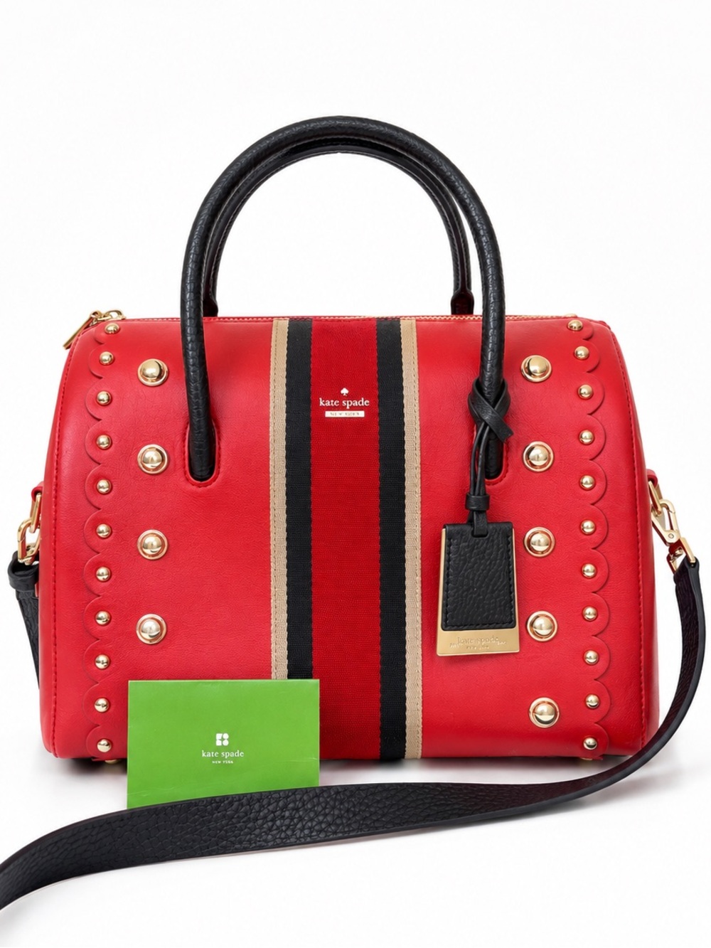 Kate spade Madison Stewart mega lane satchel red leather bag RARE